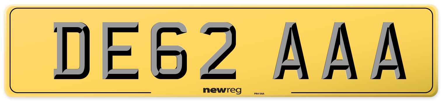 DE62 AAA Rear Number Plate
