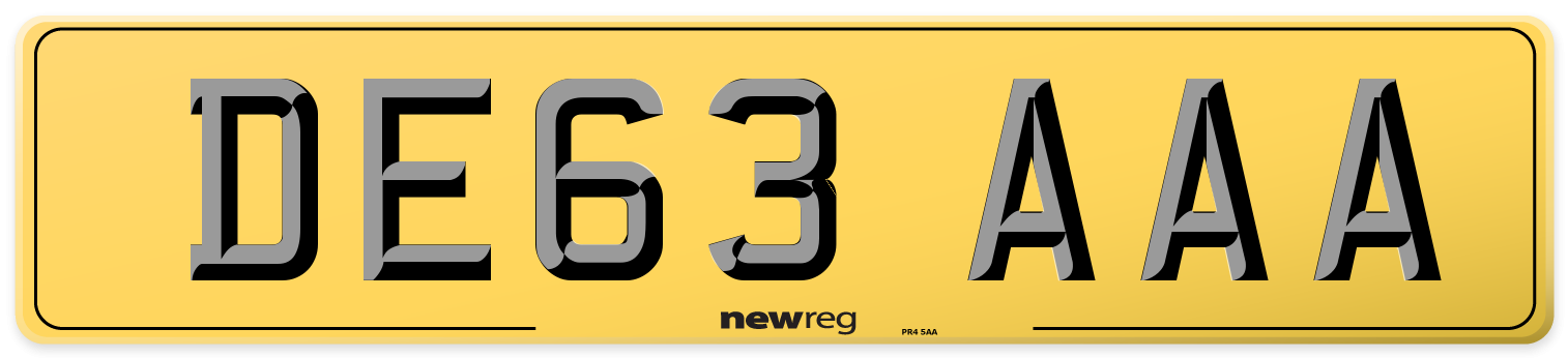 DE63 AAA Rear Number Plate