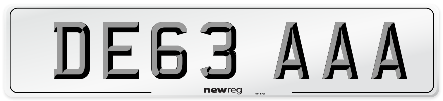DE63 AAA Front Number Plate