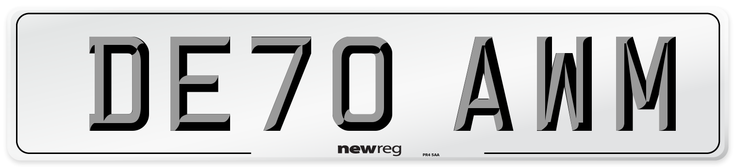 DE70 AWM Front Number Plate