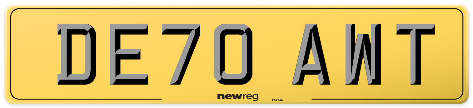 DE70 AWT Rear Number Plate