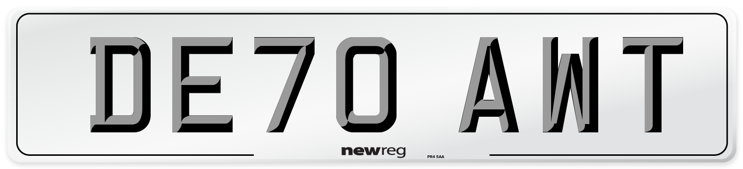 DE70 AWT Front Number Plate
