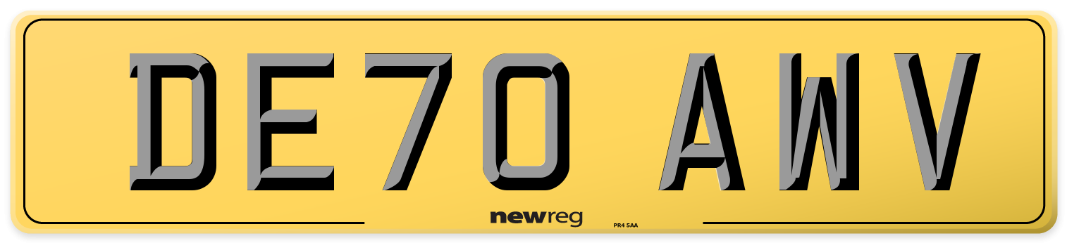 DE70 AWV Rear Number Plate
