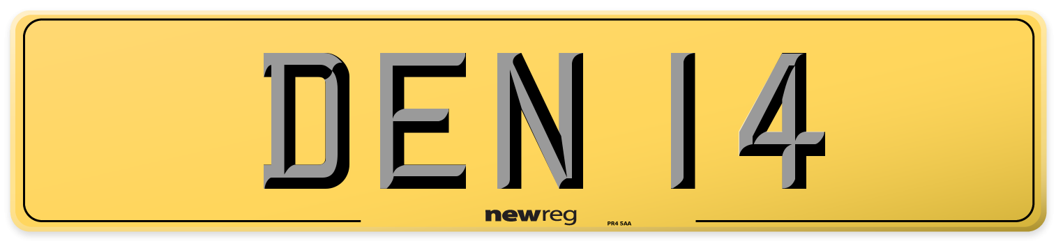 DEN 14 Rear Number Plate