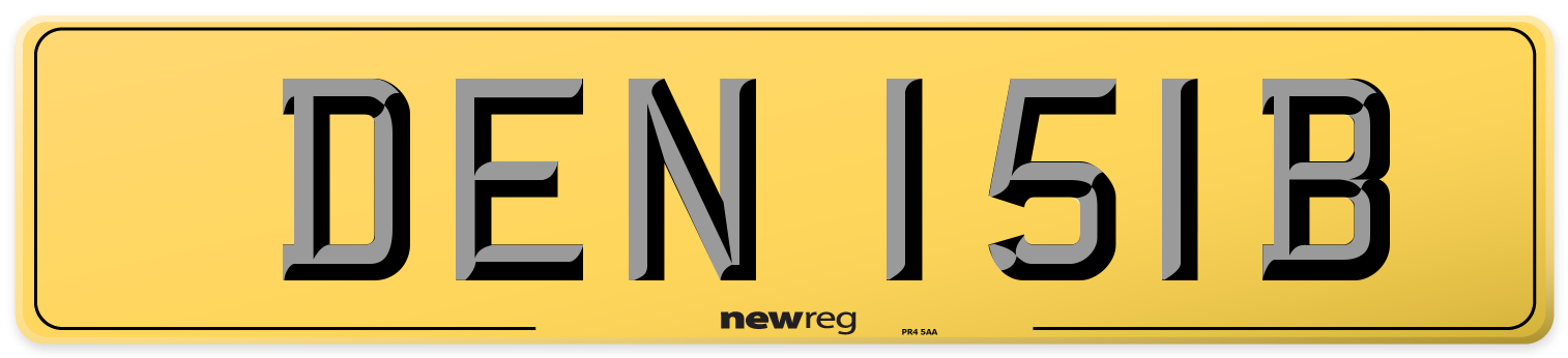 DEN 151B Rear Number Plate
