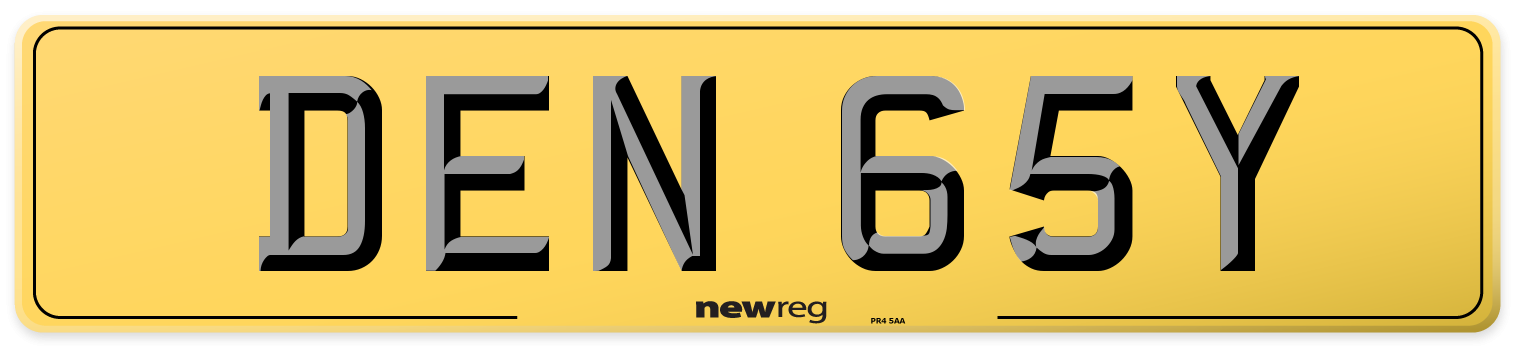 DEN 65Y Rear Number Plate
