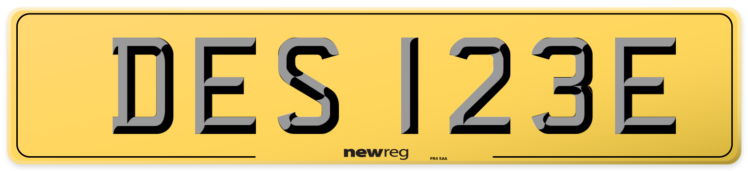 DES 123E Rear Number Plate