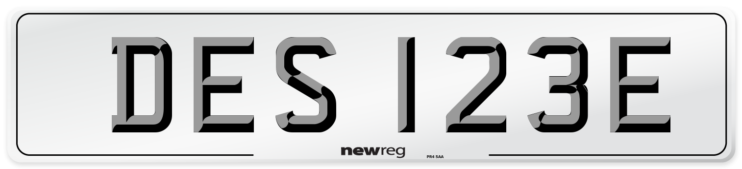 DES 123E Front Number Plate