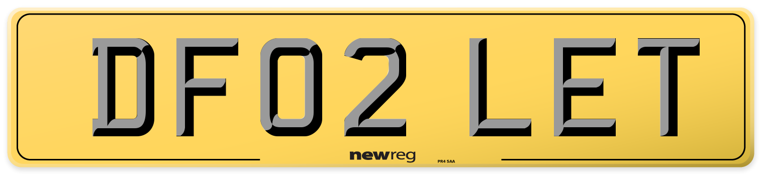 DF02 LET Rear Number Plate