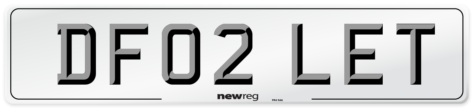 DF02 LET Front Number Plate