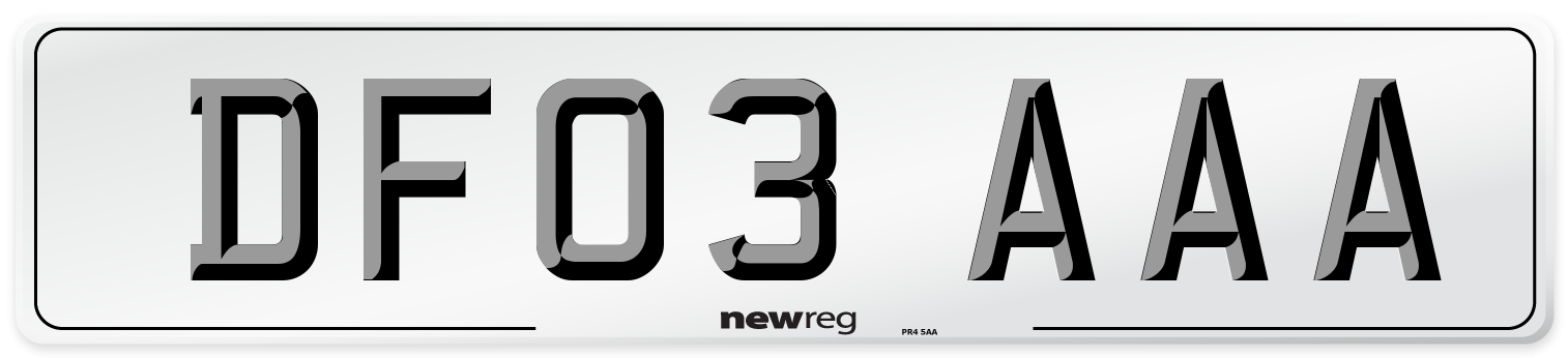 DF03 AAA Front Number Plate