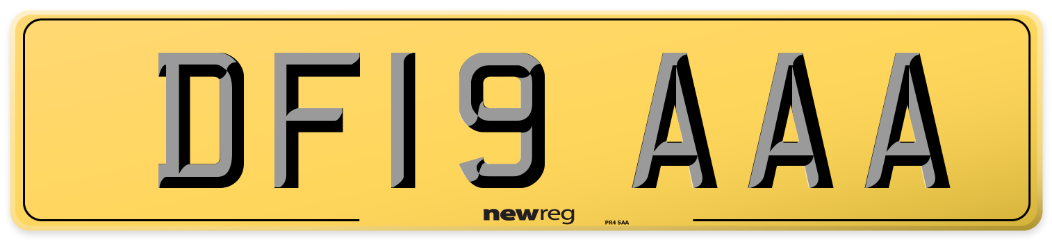 DF19 AAA Rear Number Plate