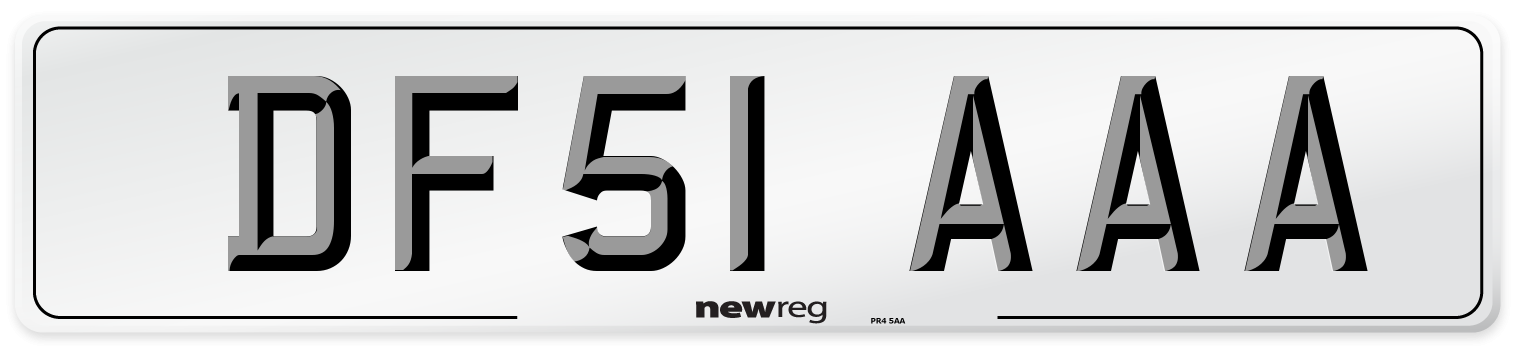 DF51 AAA Front Number Plate