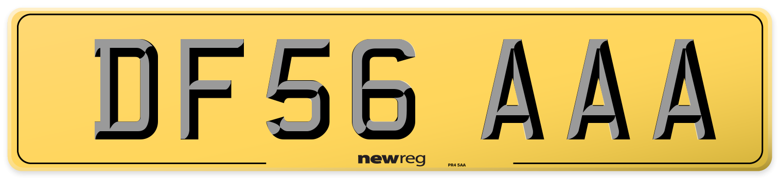 DF56 AAA Rear Number Plate