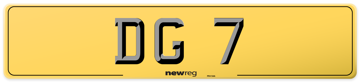 DG 7 Rear Number Plate