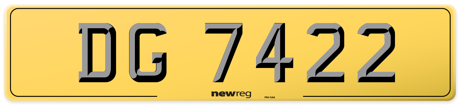 DG 7422 Rear Number Plate