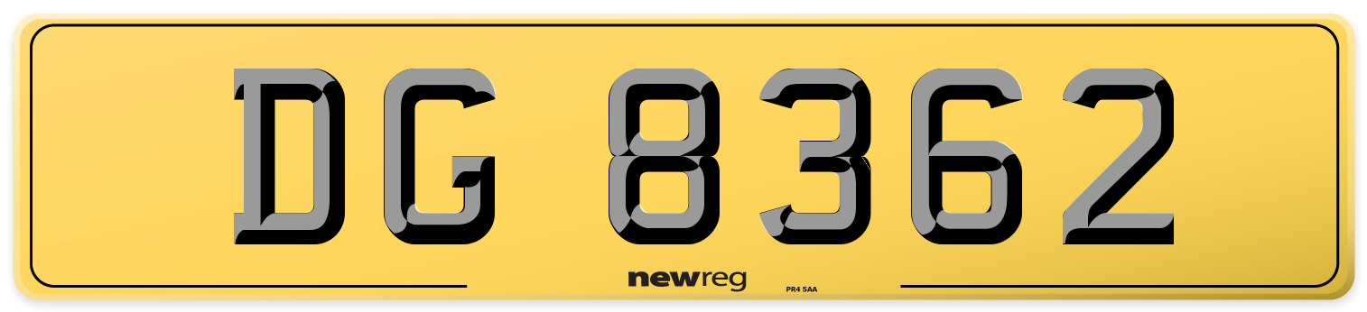 DG 8362 Rear Number Plate