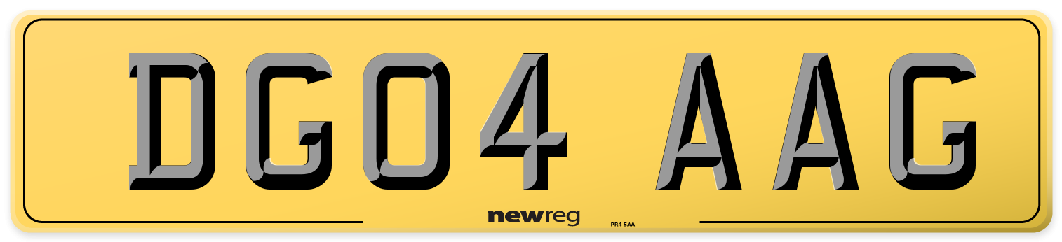 DG04 AAG Rear Number Plate
