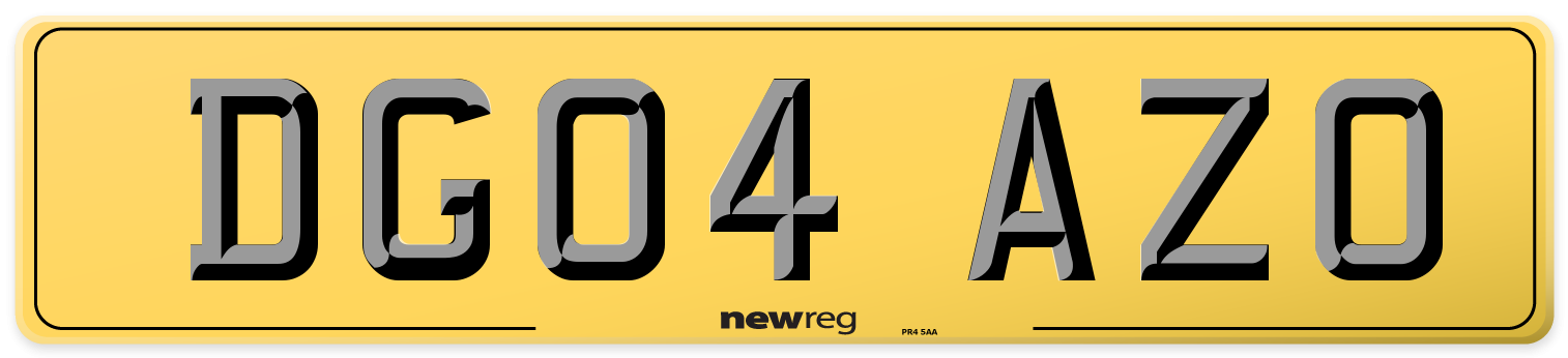 DG04 AZO Rear Number Plate