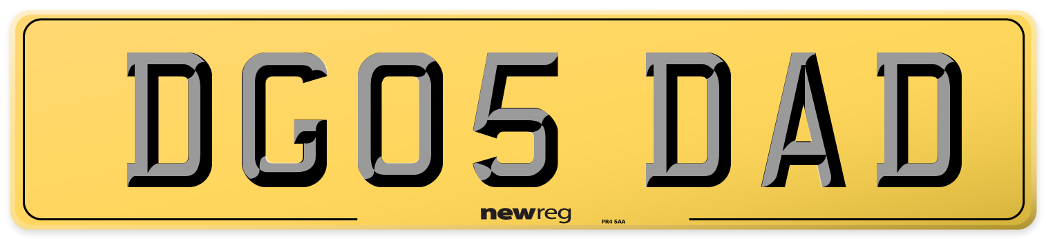DG05 DAD Rear Number Plate