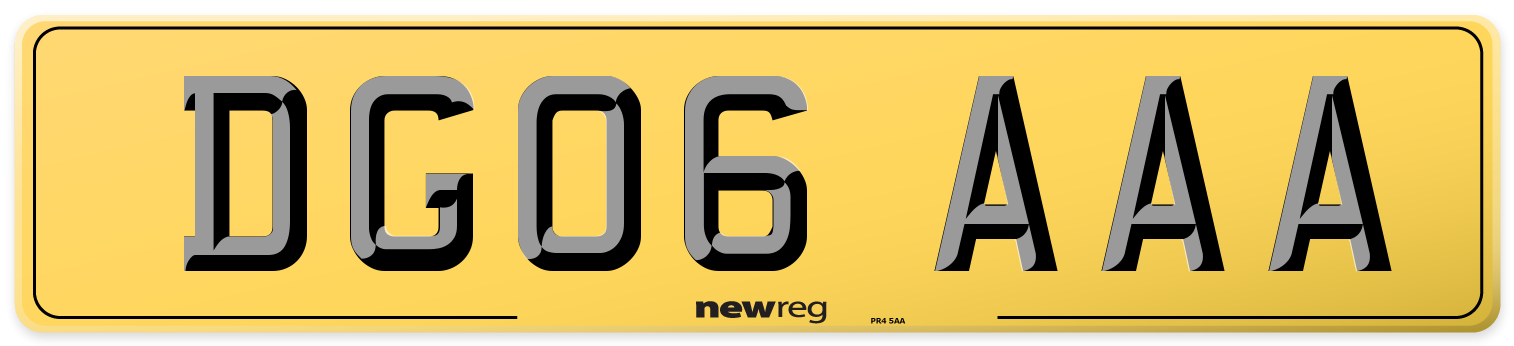 DG06 AAA Rear Number Plate