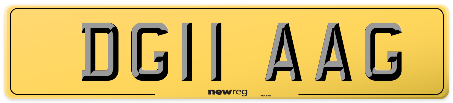 DG11 AAG Rear Number Plate
