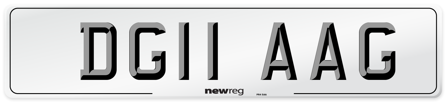 DG11 AAG Front Number Plate