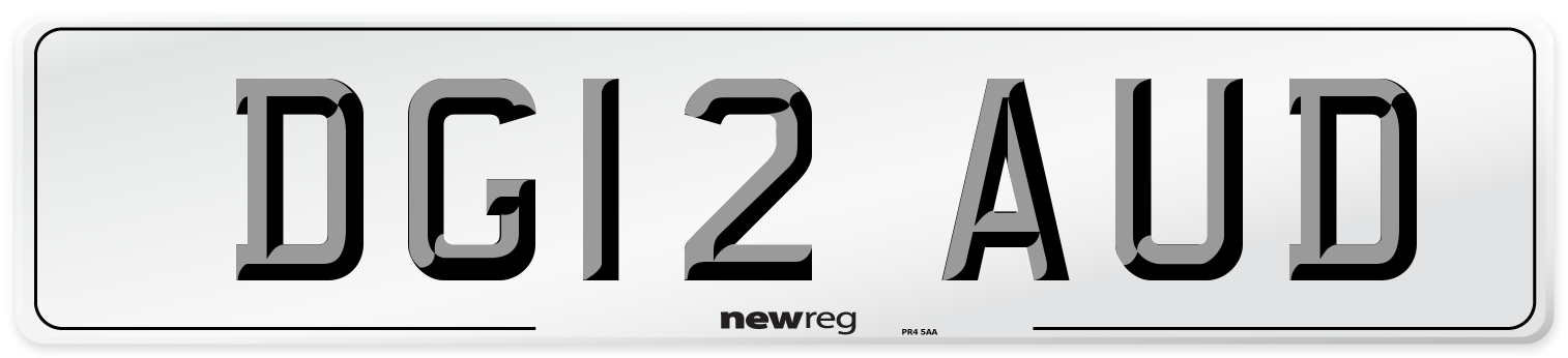 DG12 AUD Front Number Plate