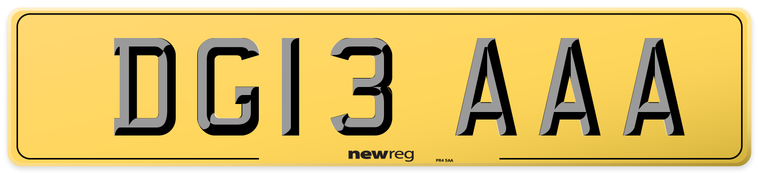DG13 AAA Rear Number Plate