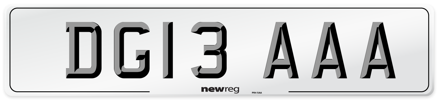DG13 AAA Front Number Plate