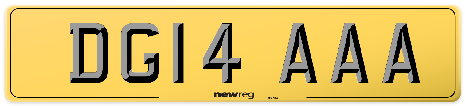 DG14 AAA Rear Number Plate