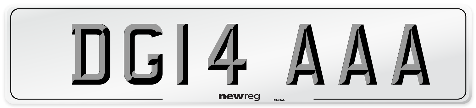 DG14 AAA Front Number Plate