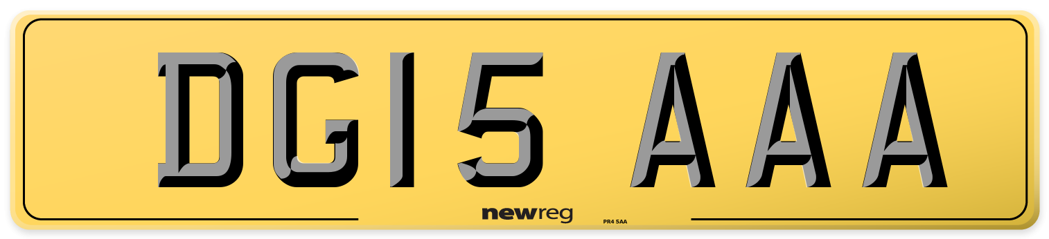 DG15 AAA Rear Number Plate