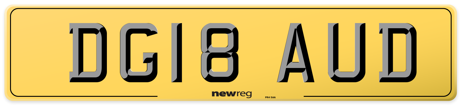 DG18 AUD Rear Number Plate