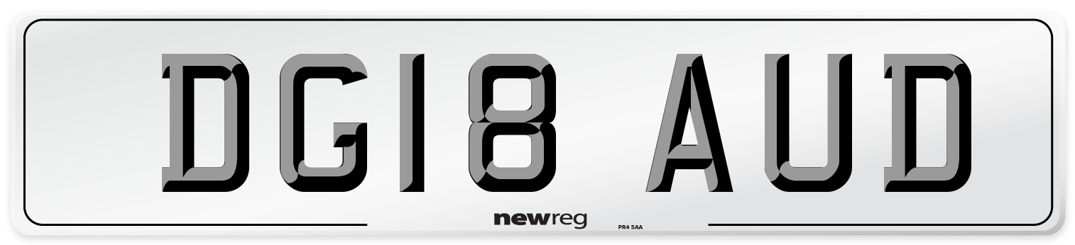 DG18 AUD Front Number Plate