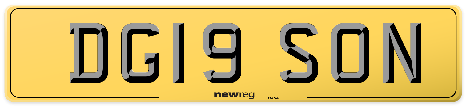 DG19 SON Rear Number Plate