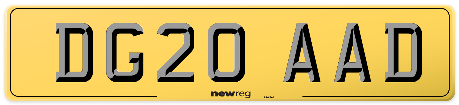 DG20 AAD Rear Number Plate