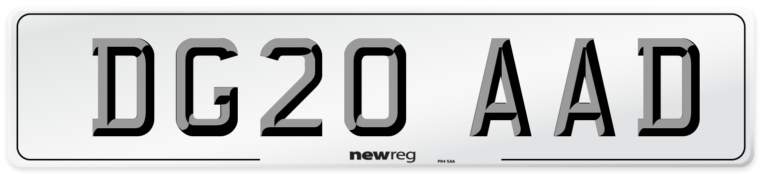 DG20 AAD Front Number Plate