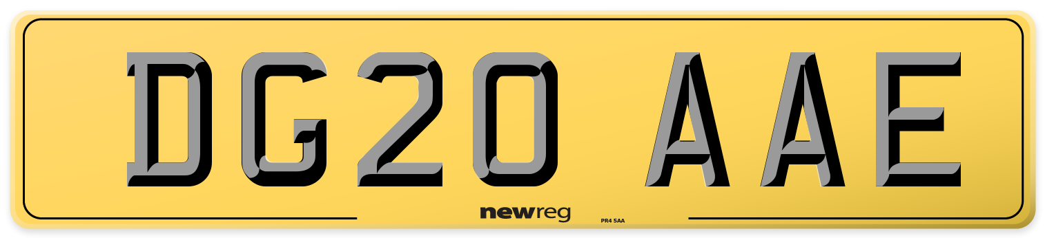 DG20 AAE Rear Number Plate