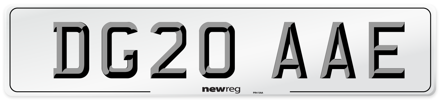 DG20 AAE Front Number Plate