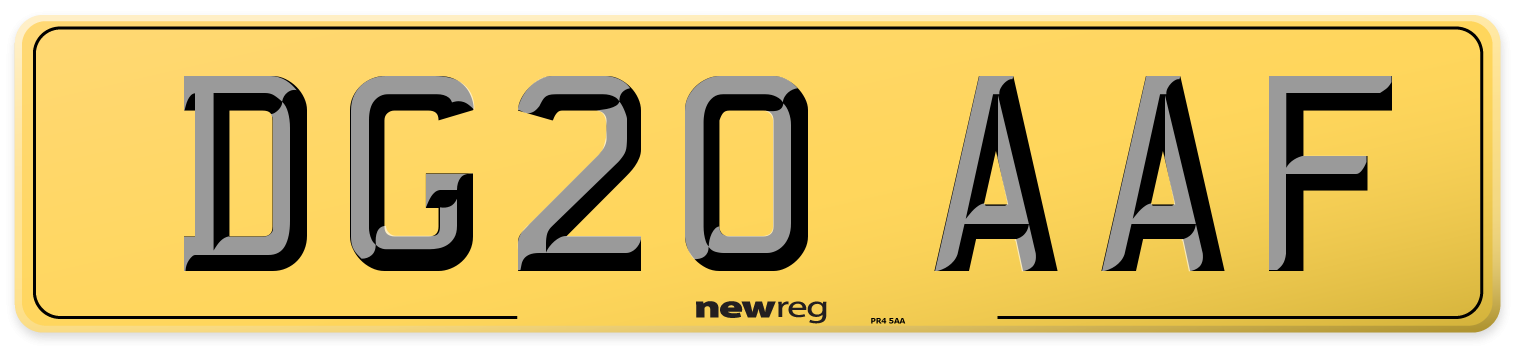 DG20 AAF Rear Number Plate