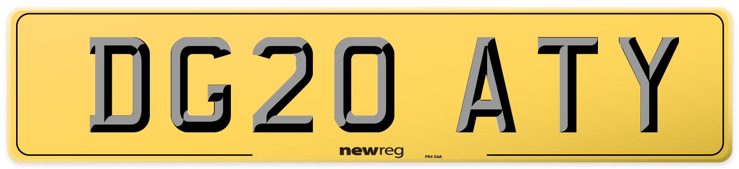 DG20 ATY Rear Number Plate