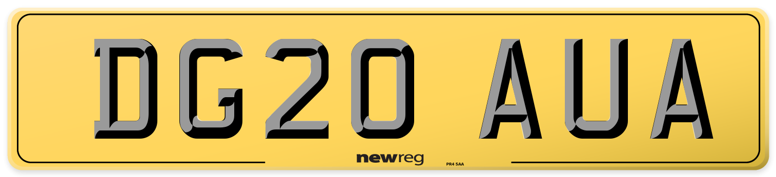 DG20 AUA Rear Number Plate