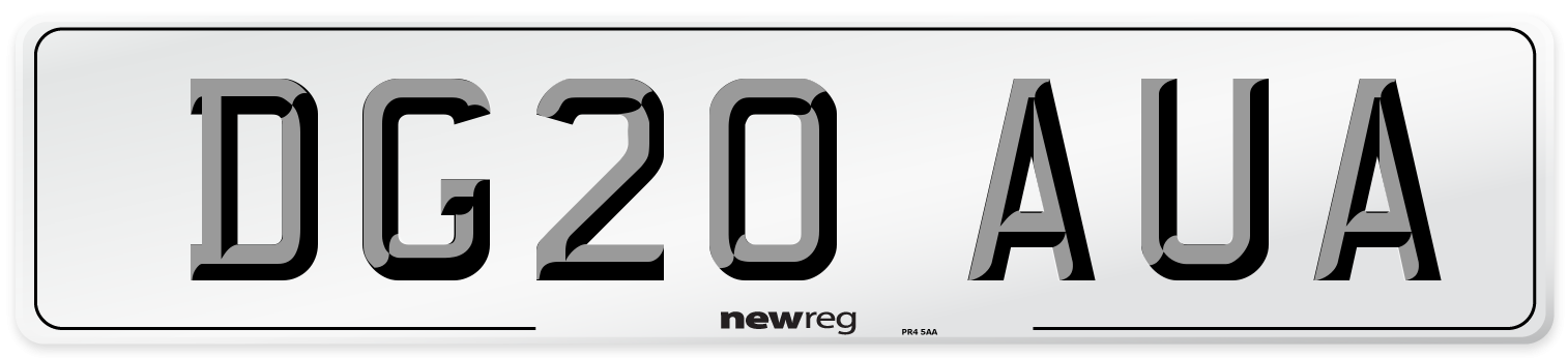 DG20 AUA Front Number Plate
