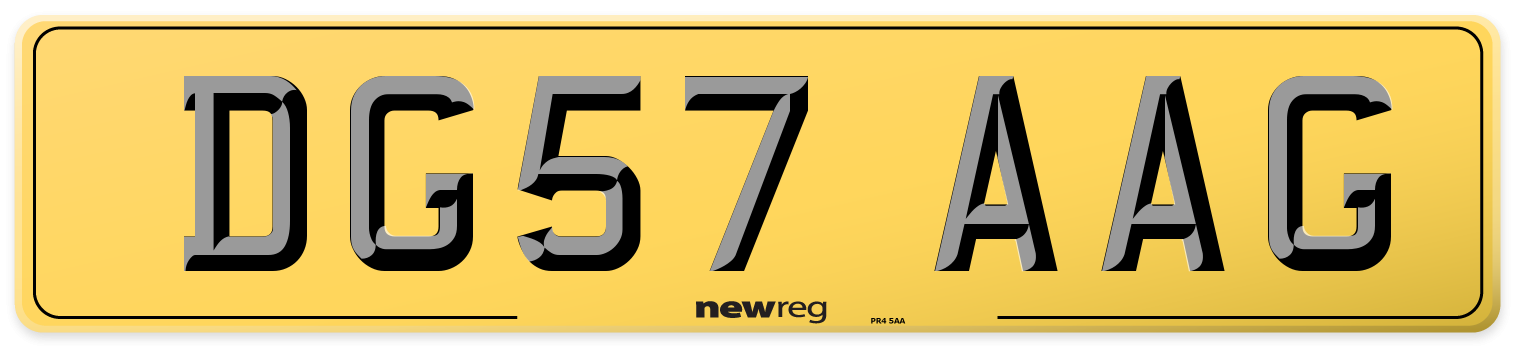 DG57 AAG Rear Number Plate