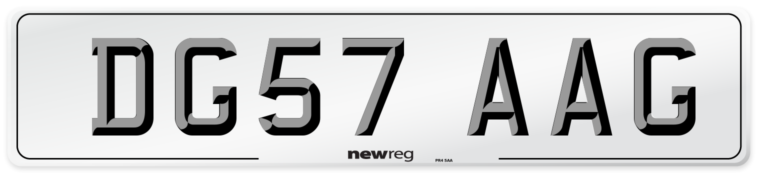 DG57 AAG Front Number Plate