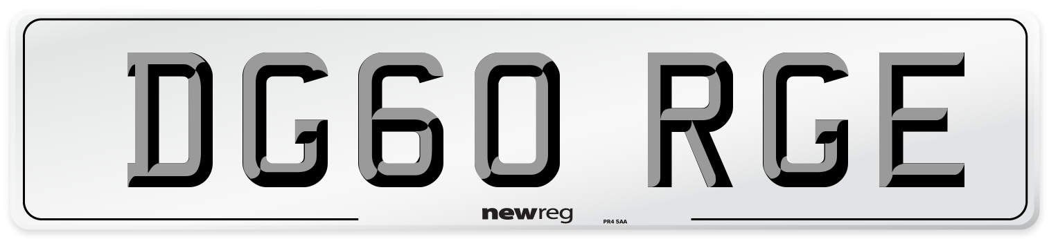 DG60 RGE Front Number Plate