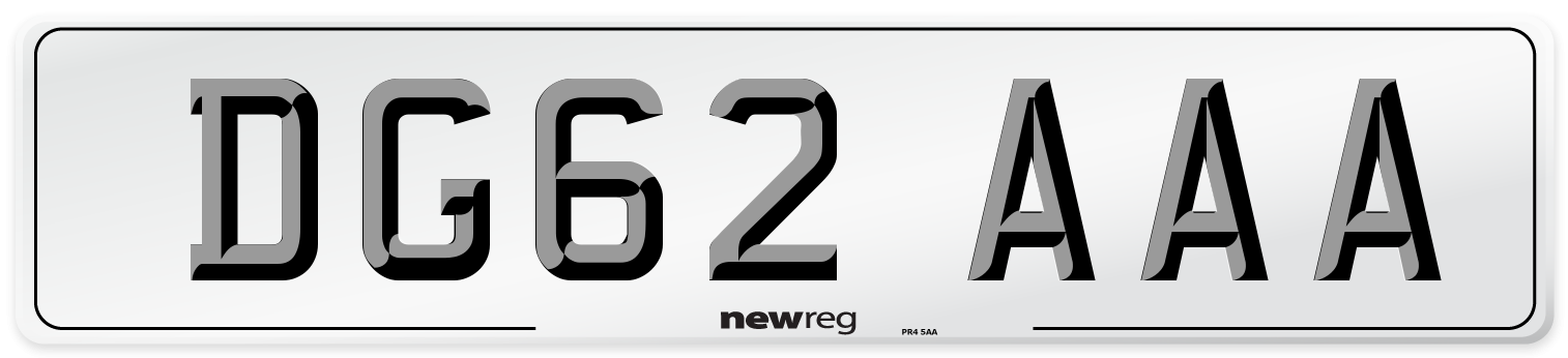 DG62 AAA Front Number Plate