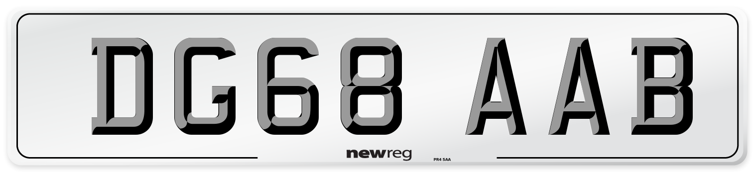 DG68 AAB Front Number Plate