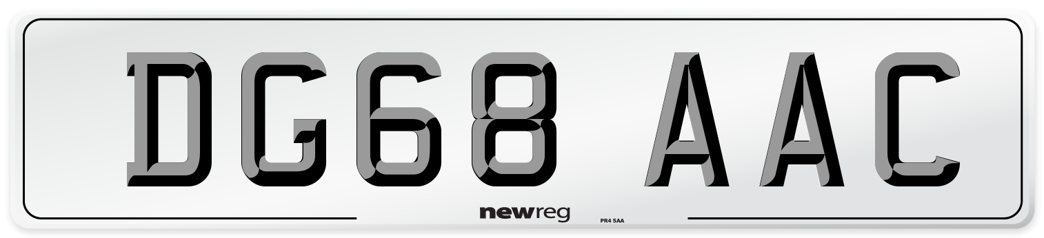 DG68 AAC Front Number Plate